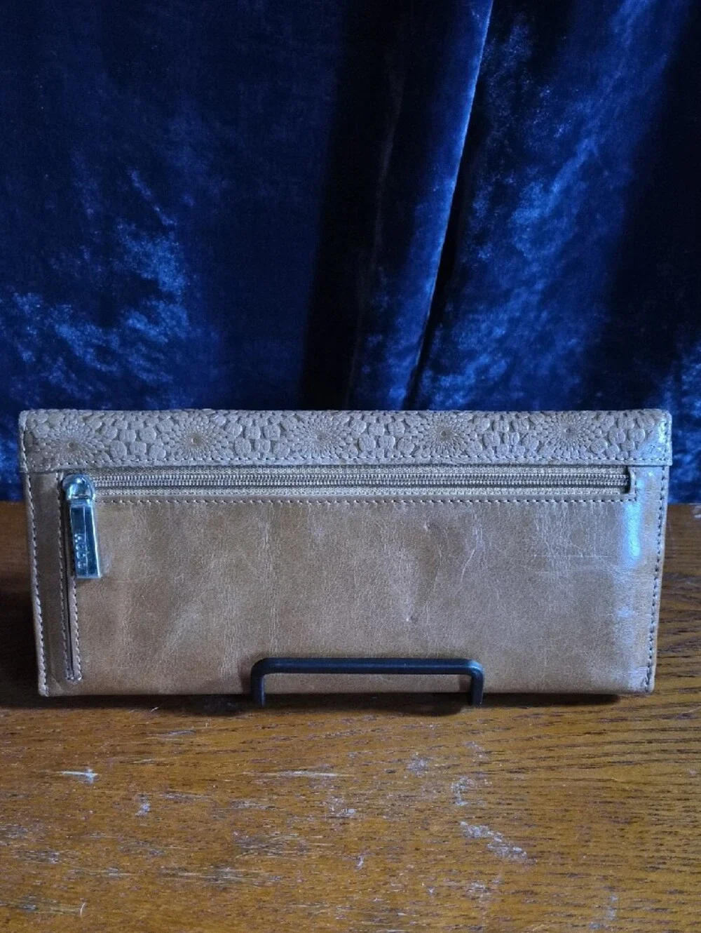 HOBO Tan Embossed Leather Wallet Clutch